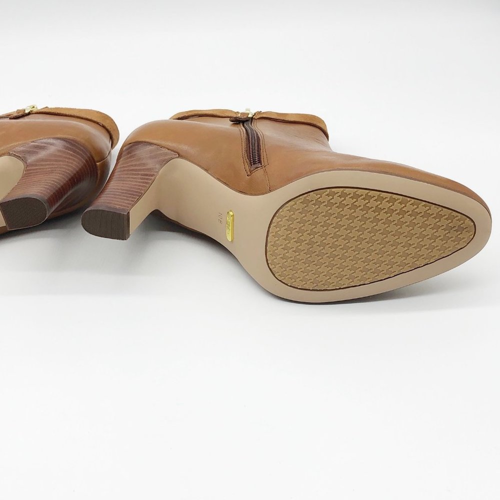 Lauren Ralph Lauren caramel colored leather Brin ankle boots with 3-4" heel - Picture 8 of 15